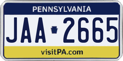 PA license plate JAA2665