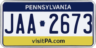 PA license plate JAA2673