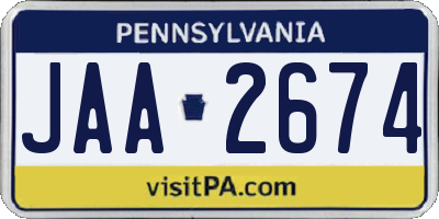 PA license plate JAA2674