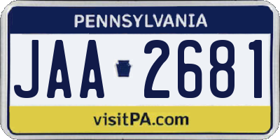 PA license plate JAA2681