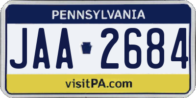 PA license plate JAA2684