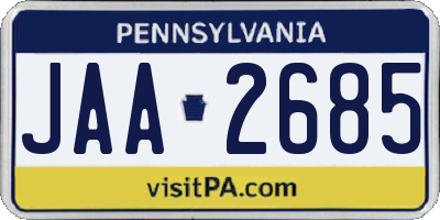 PA license plate JAA2685