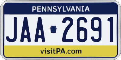 PA license plate JAA2691