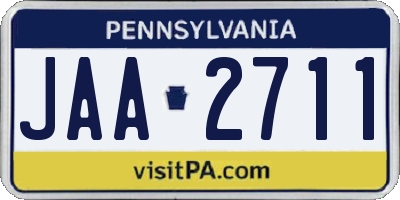PA license plate JAA2711