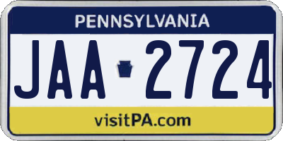 PA license plate JAA2724