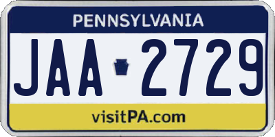 PA license plate JAA2729