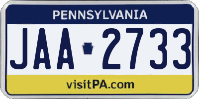 PA license plate JAA2733