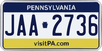 PA license plate JAA2736