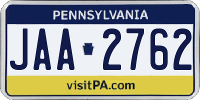 PA license plate JAA2762
