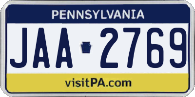 PA license plate JAA2769