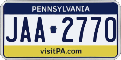 PA license plate JAA2770