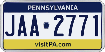 PA license plate JAA2771