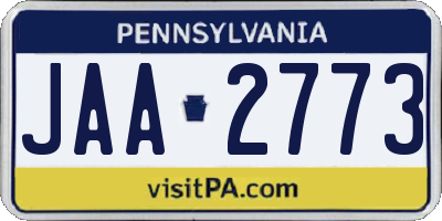 PA license plate JAA2773