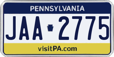 PA license plate JAA2775