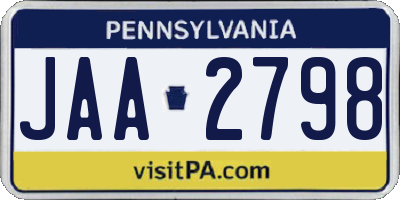 PA license plate JAA2798