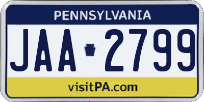 PA license plate JAA2799