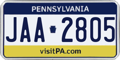 PA license plate JAA2805