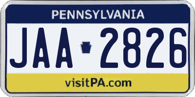 PA license plate JAA2826