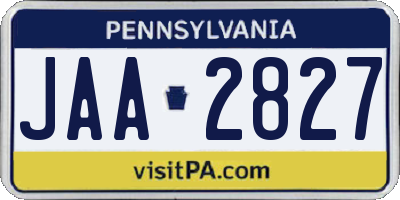PA license plate JAA2827