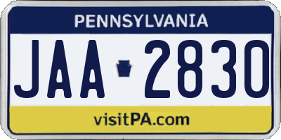 PA license plate JAA2830
