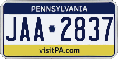PA license plate JAA2837