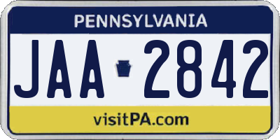 PA license plate JAA2842