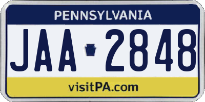 PA license plate JAA2848