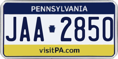 PA license plate JAA2850