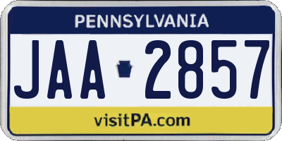 PA license plate JAA2857
