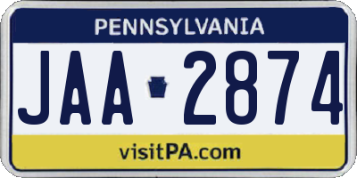 PA license plate JAA2874