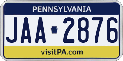 PA license plate JAA2876