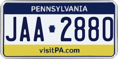 PA license plate JAA2880