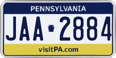 PA license plate JAA2884