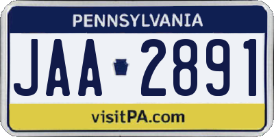 PA license plate JAA2891