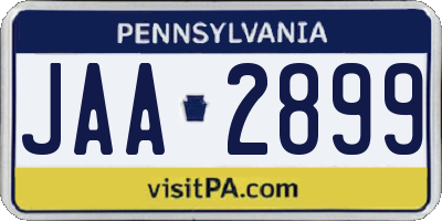PA license plate JAA2899
