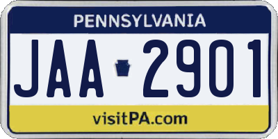 PA license plate JAA2901
