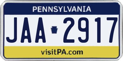 PA license plate JAA2917