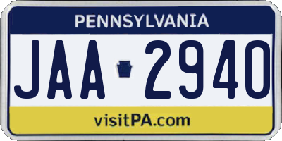 PA license plate JAA2940