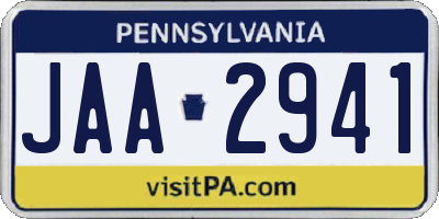 PA license plate JAA2941