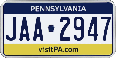 PA license plate JAA2947