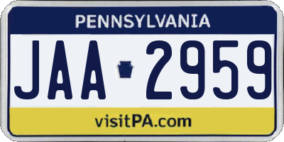 PA license plate JAA2959