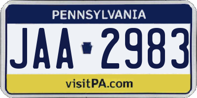 PA license plate JAA2983