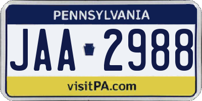 PA license plate JAA2988