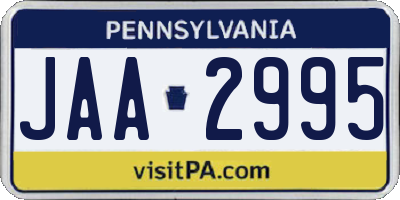 PA license plate JAA2995