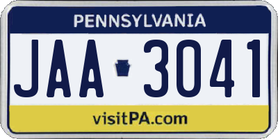 PA license plate JAA3041