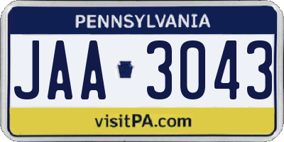 PA license plate JAA3043