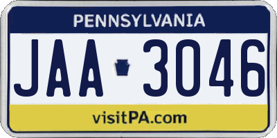 PA license plate JAA3046