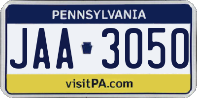 PA license plate JAA3050