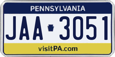 PA license plate JAA3051