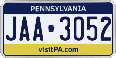 PA license plate JAA3052